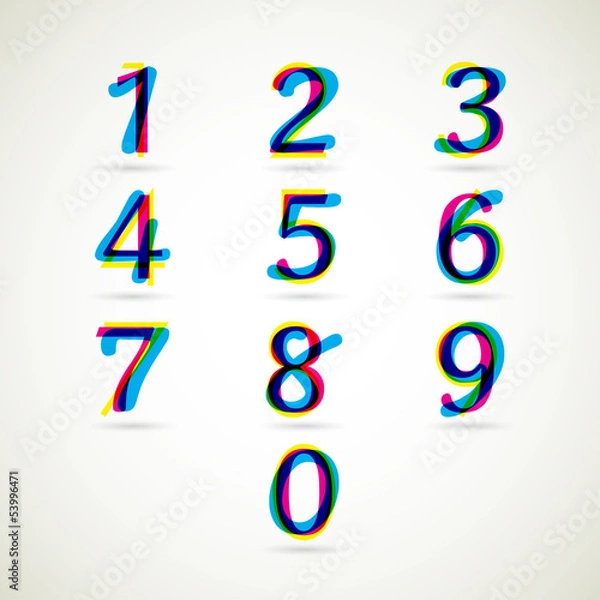Fototapeta Numbers set with CMYK color style