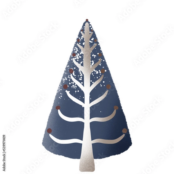 Fototapeta Abstract Christmas tree in the snow hand drawing