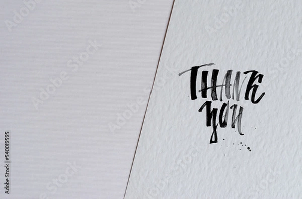 Obraz Powerpoint presentation template with handwriting calligraphy lettering. Presentation background page. Slide for presentation. Keynote layout..