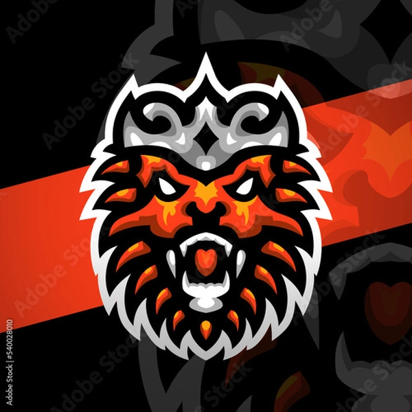 Fototapeta Lion Crown Mascot Logo — Regal Vector Emblem