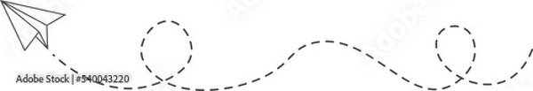 Obraz Dashed line paper airplane route 