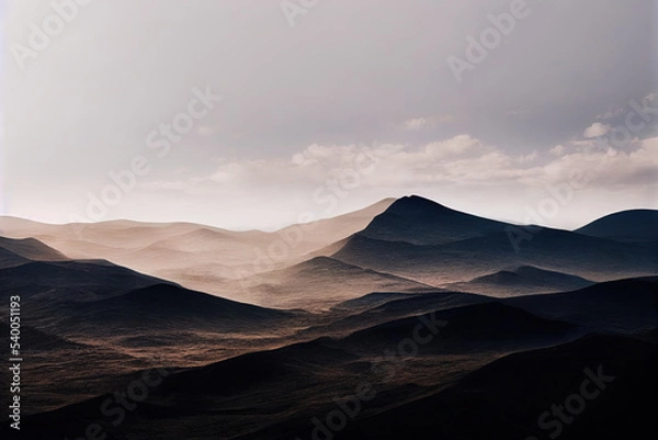Fototapeta Minimal dark textured landscape background. 3D render of modern wallpaper. Simple graphic illustration banner. Wall surface with white and black colors. Simple elegant modern surface.