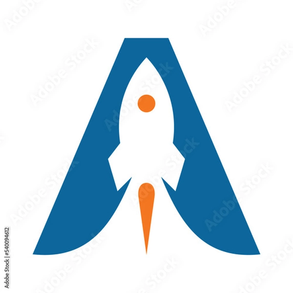 Obraz the letter A logo with a rocket symbol, simple and elegant