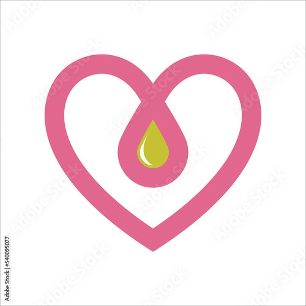 Obraz Heart water drop inside Logo design vector template.