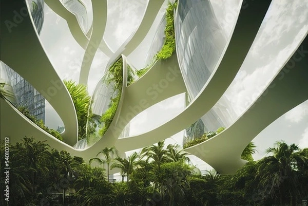 Obraz Futuristic irganic architecture render