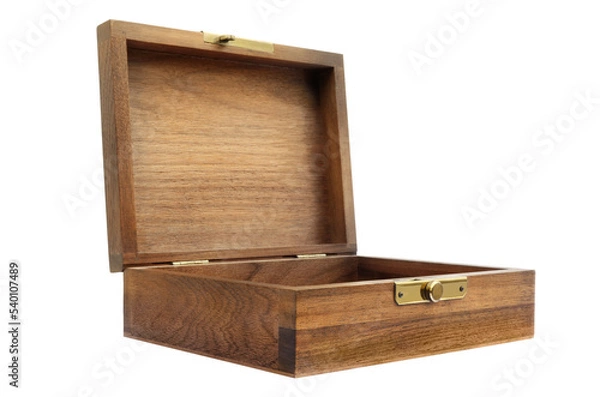 Obraz Wood box front diagonal view on transparent background