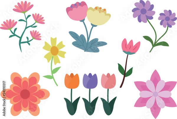 Fototapeta Collection of flower element Illustration, Floral Material decoration vector design. 