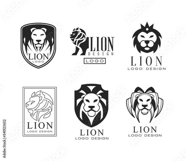 Fototapeta Lion Logo or Logotype Design as Graphic Mark and Emblem Vector Set