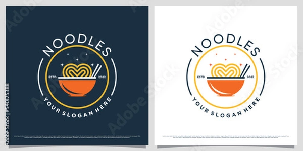 Obraz Japanese noodles logo design template with emblem style concept and creative element