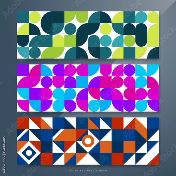 Fototapeta Flat colorful mosaic pattern design banner background