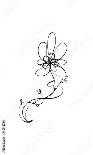 Obraz White background line art,  flowers
