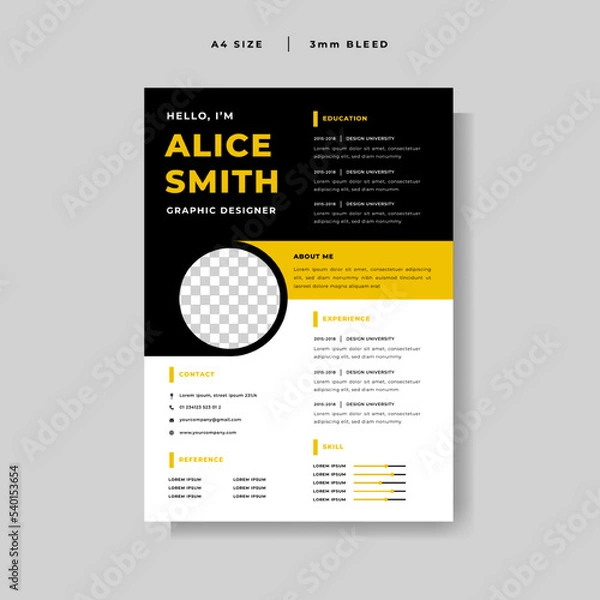 Fototapeta modern Curriculum Vitae design template vector