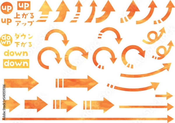Obraz やじるしセット 水彩　オレンジ