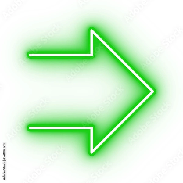 Fototapeta Neon green arrow icon, arrow icon on transparent background