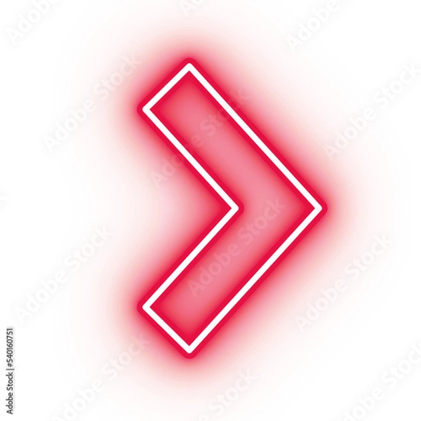 Fototapeta Neon red arrow icon, arrow icon on transparent background