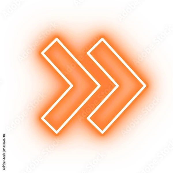 Fototapeta Neon orange arrow icon, arrow icon on transparent background