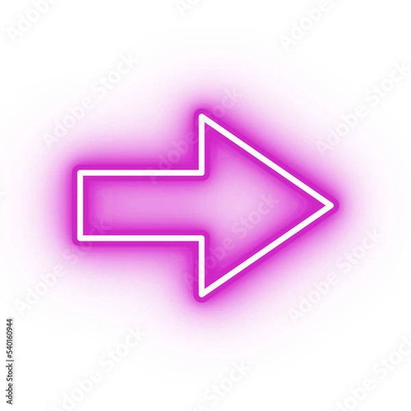 Fototapeta Neon pink arrow icon, arrow icon on transparent background