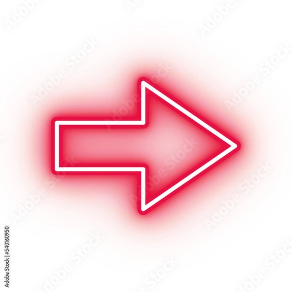Fototapeta Neon red arrow icon, arrow icon on transparent background