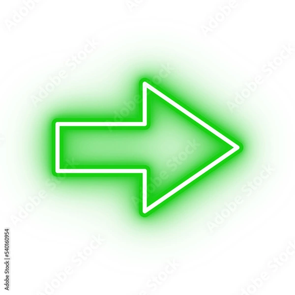 Fototapeta Neon green arrow icon, arrow icon on transparent background