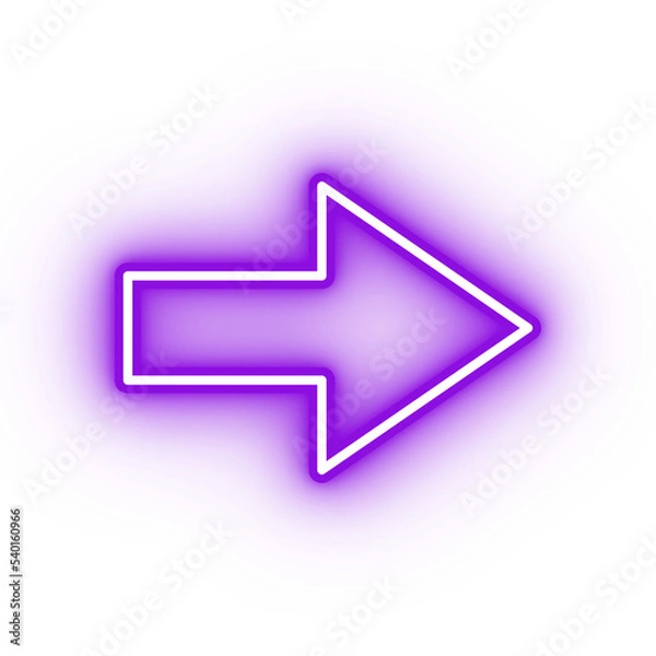 Fototapeta Neon purple arrow icon, arrow icon on transparent background