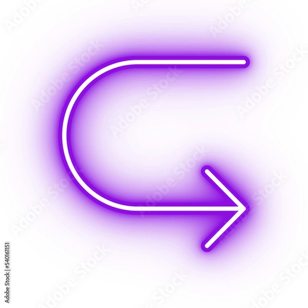 Fototapeta Neon purple u-turn icon, arrow icon on transparent background