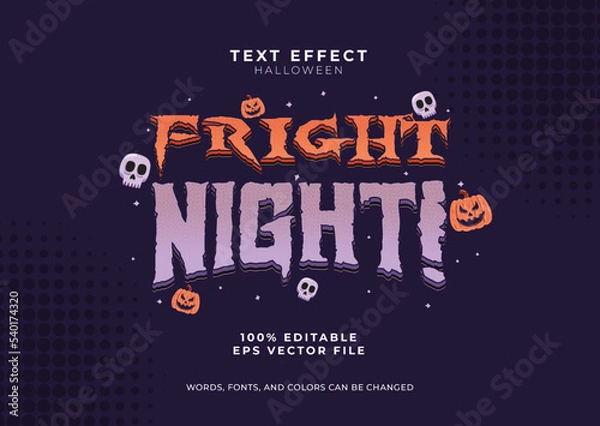 Fototapeta Fright night halloween text effect. Trendy horror text style. editable Halloween text effect