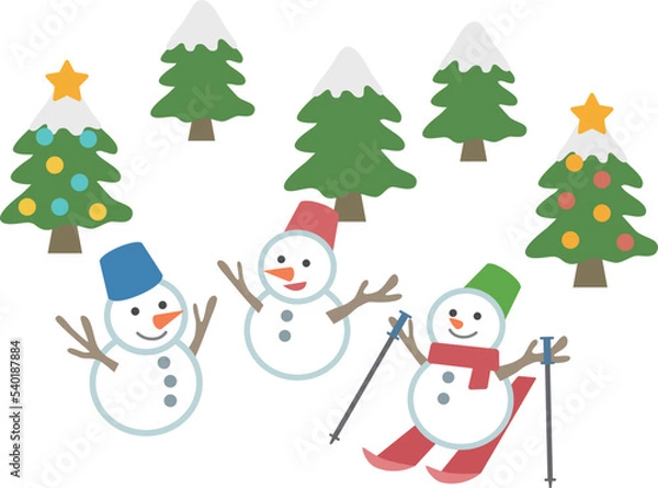 Fototapeta 雪だるまと木