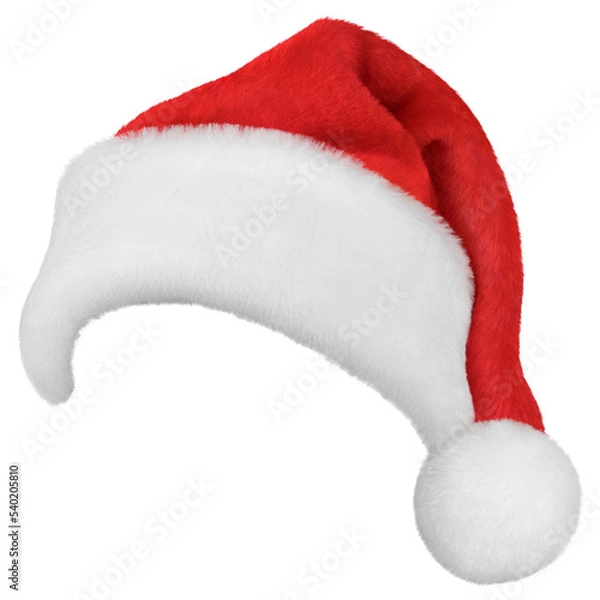 Obraz Santa Claus hat or Christmas red cap isolated on white background