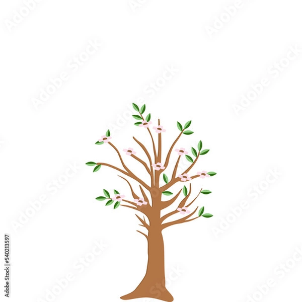 Fototapeta tree flat universal scenery collection set