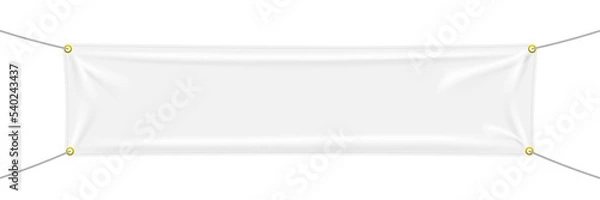 Obraz White textile banner with folds, PNG isolated on transparent background