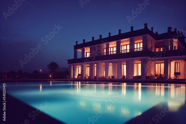 Fototapeta swimming pool in the summer night