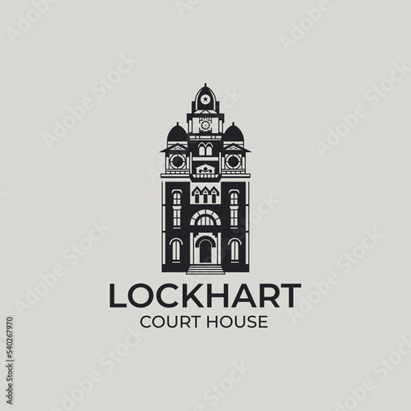 Fototapeta Lockhart courthouse logo template vector, perfect for architecture, travel, tourism, etc.