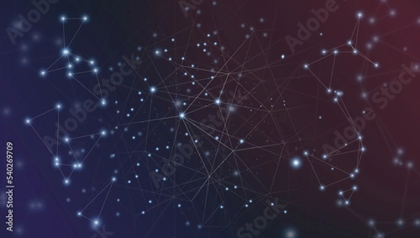 Fototapeta abstract technology background which are triangles. low polygons and stars. twinkling lights