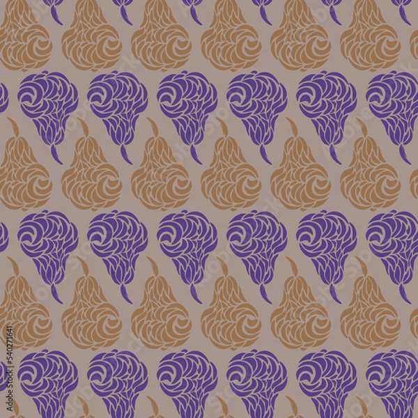 Obraz Vector seamless pattern with stylized pears. Hand drawn design.