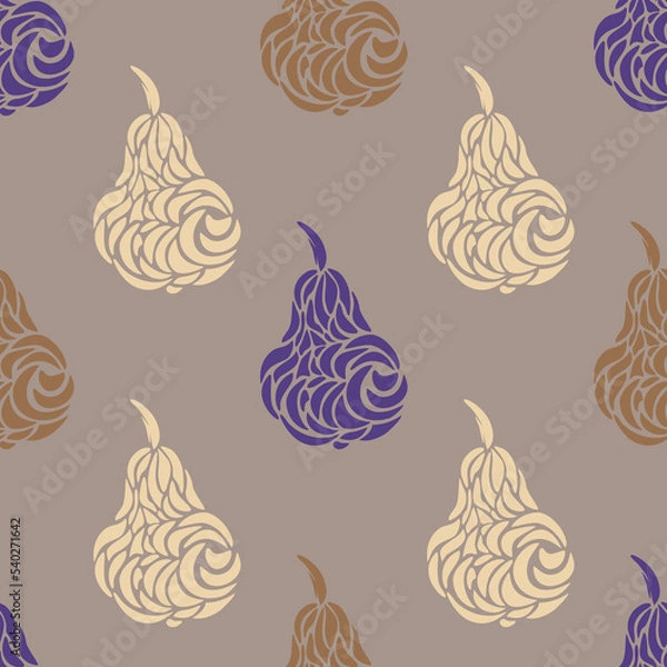 Obraz Vector seamless pattern with decorative pears. Hand drawn design with pears.