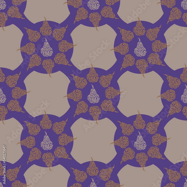 Obraz Vector seamless pattern with decorative pears. Chequerwise design with hand drawn pears.