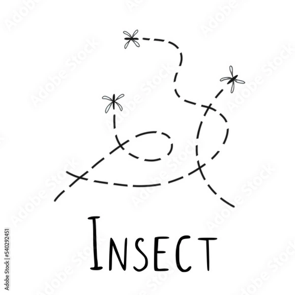 Obraz Flying insects a white background with black lettering