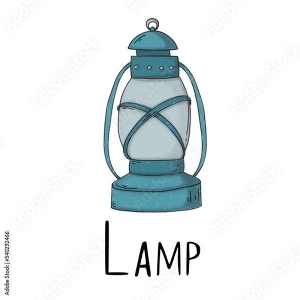 Obraz Blue lamp a white background with black lettering