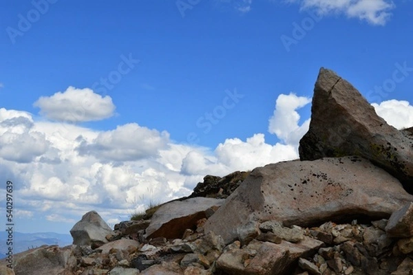 Obraz Mountain Rocks and Sky with Clouds