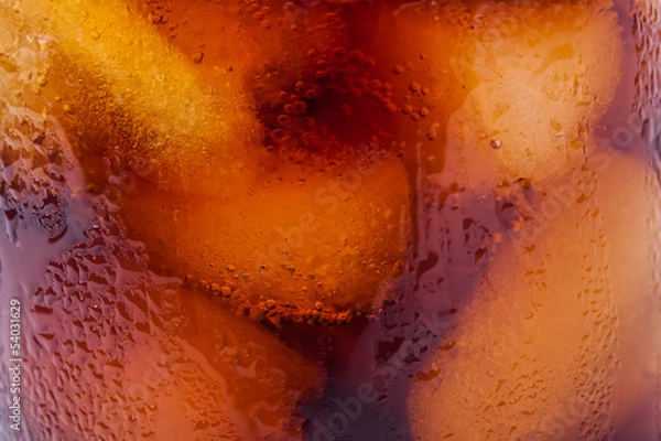 Fototapeta Cola glass with ice cubes