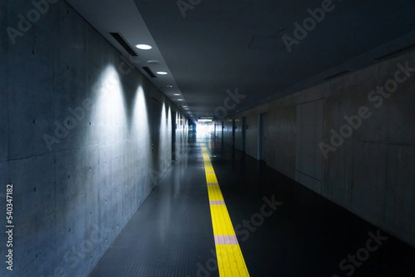 Obraz まっすぐな暗い通路