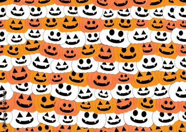 Fototapeta vector pumpkin pattern background on happy halloween concept, creative design pattern background, vector illustration.