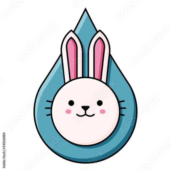 Fototapeta Happy chinese new year 2023. Cute water rabbit cartoon character design. Year of water rabbit zodiac.