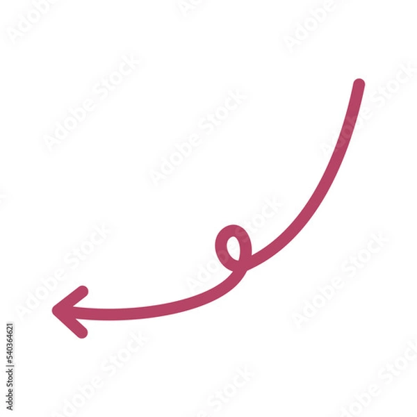 Obraz くるんと曲がった手描き矢印のイラスト