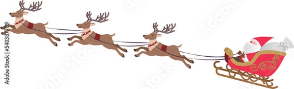 Obraz トナカイのそりに乗っているサンタクロース