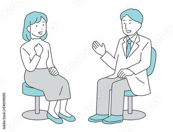 Obraz 男性の医者に相談する女性の患者