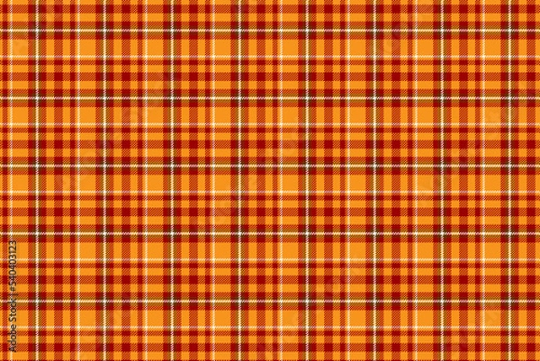 Fototapeta Gingham pattern design. Checked plaids in orange, brown and white. Seamless Background for fabric, textile, paper, napkin, tablecloth, dress, skirt, wrapping, fashion and other product