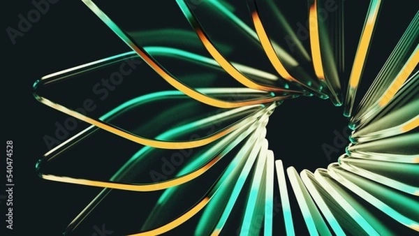 Fototapeta Abstract 3d background wallpaper with glass squares with colorful light emitter iridescent neon holographic gradient. Design visual element for banner header poster or cover.