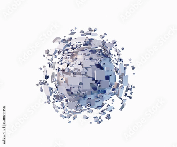 Fototapeta Tech ball, abstract meta ball, ball made of computer chips, technology background. Futuristic sci-fi ball, made of lots computer chips. Abstract technology background. 3D