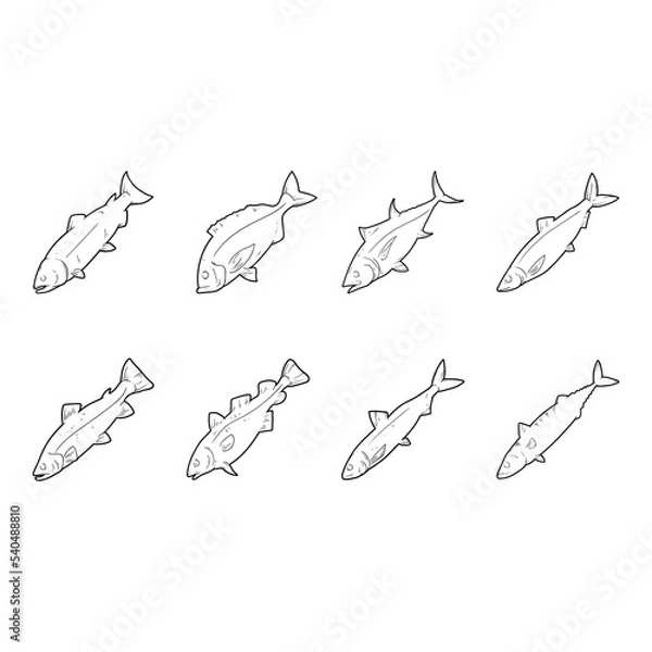 Fototapeta fish icon set
